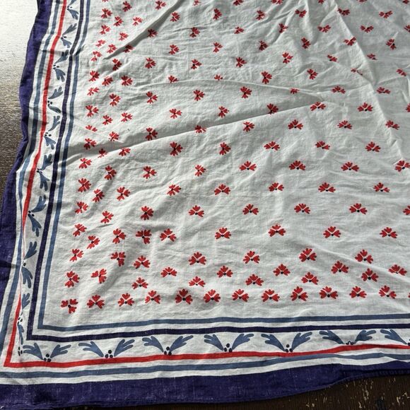 Womens Scarf 31x31 Square Red White & Blue Floral - Picture 5 of 10